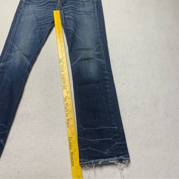 Rag & Bone Crop Jean in Santiago Distressed Raw Hem Ankle Dark Wash - Picture 6 of 10